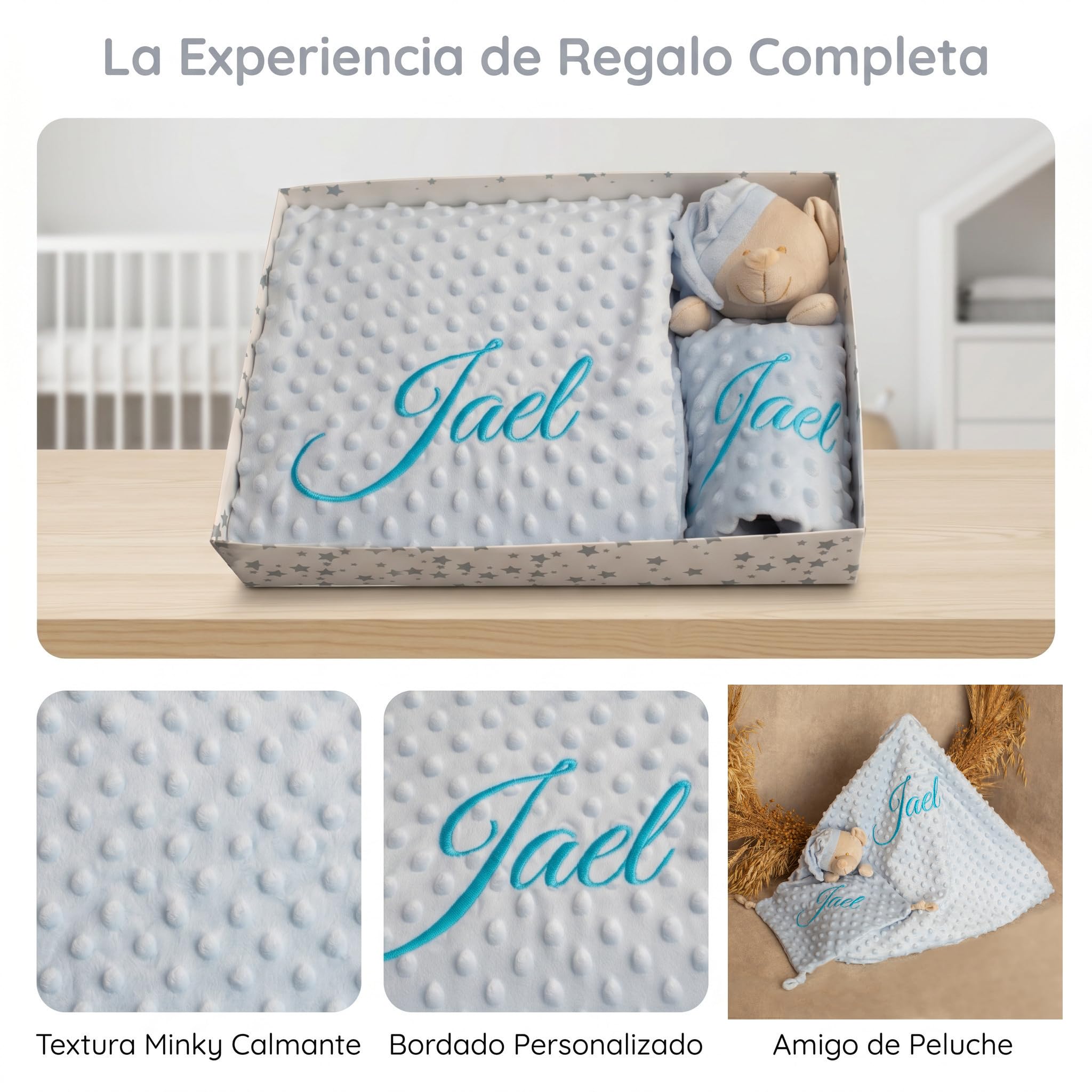 variouss Couverture Bébé Personnalisée + Dou-Dou avec Nom Brodé pour Baptême, Nouveau Né, Baby Shower.