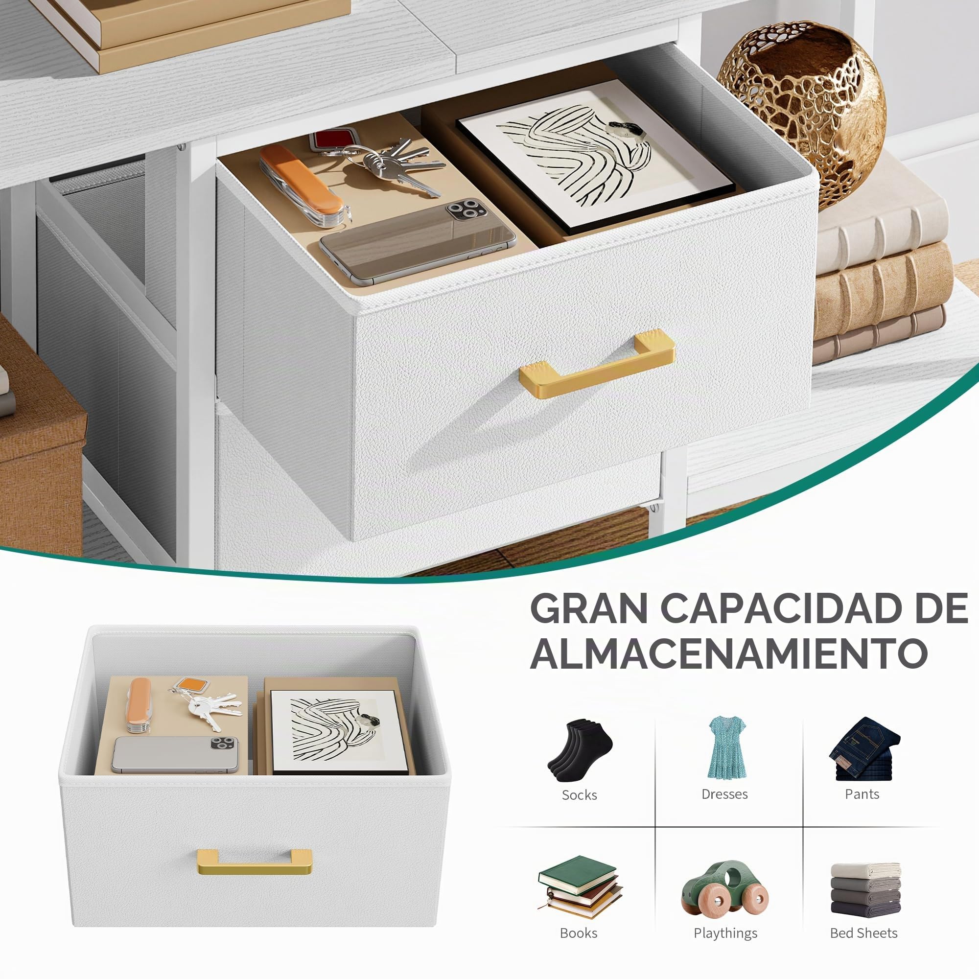 YITAHOME Mueble de TV de hasta 47 Pulgadas, Mueble de TV con 2 cajones de Tela y 2 estantes Abiertos, cómoda de 110 x 30 x 50 cm para Sala de Estar, Sala de Entretenimiento, Muebles de Dormitorio