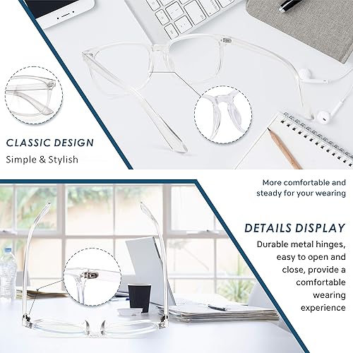 Miniatura 3 de Lentes de bloqueo de luz azul, paquete de 2 lentes cuadrados de moda para juegos de computadora para mujeres y hombres