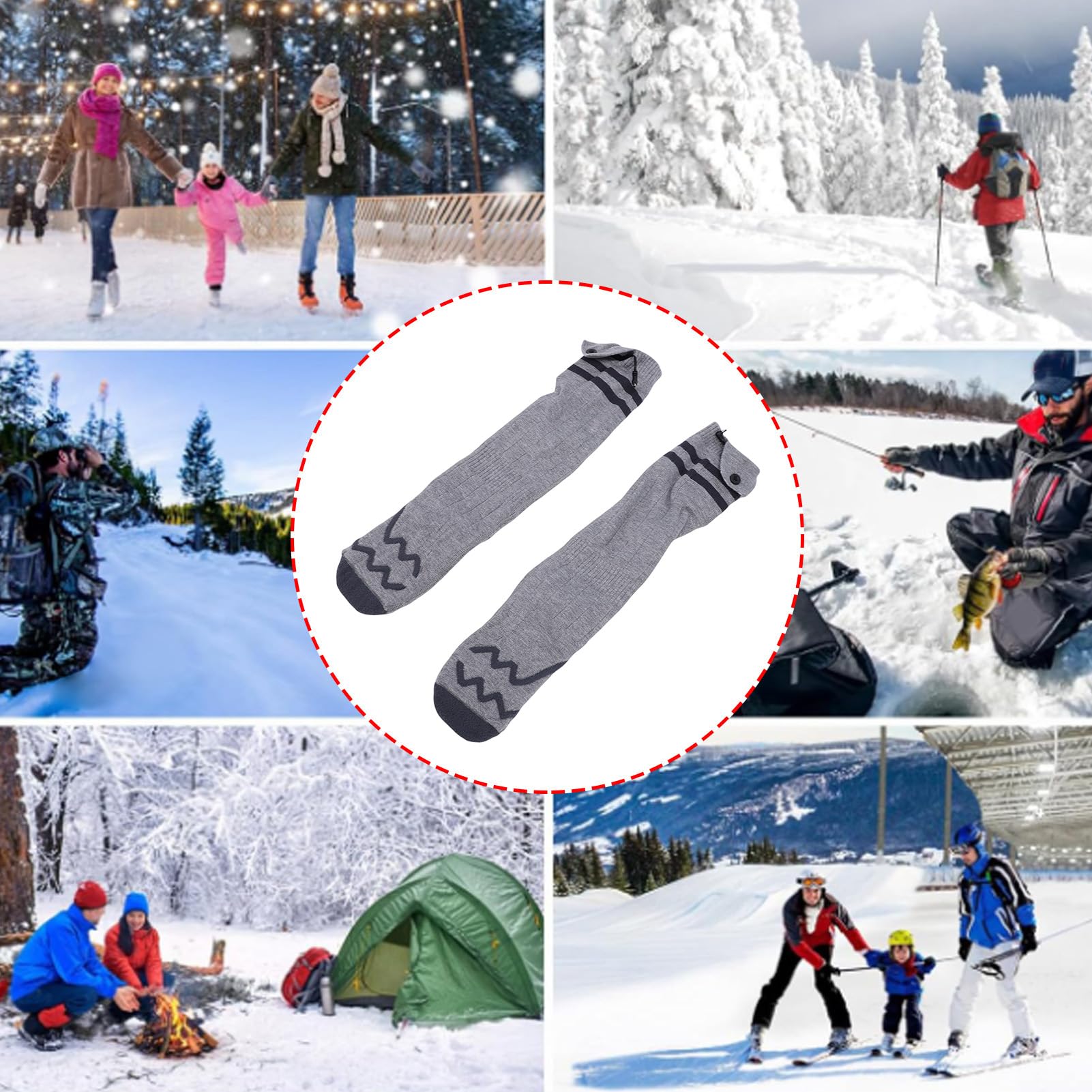 KIMISS Calcetines Eléctricos Calentados para Hombres y Mujeres con Control de Aplicación, Batería Recargable, Calentador de Pies Lavable para Acampar y Esquiar en Invierno