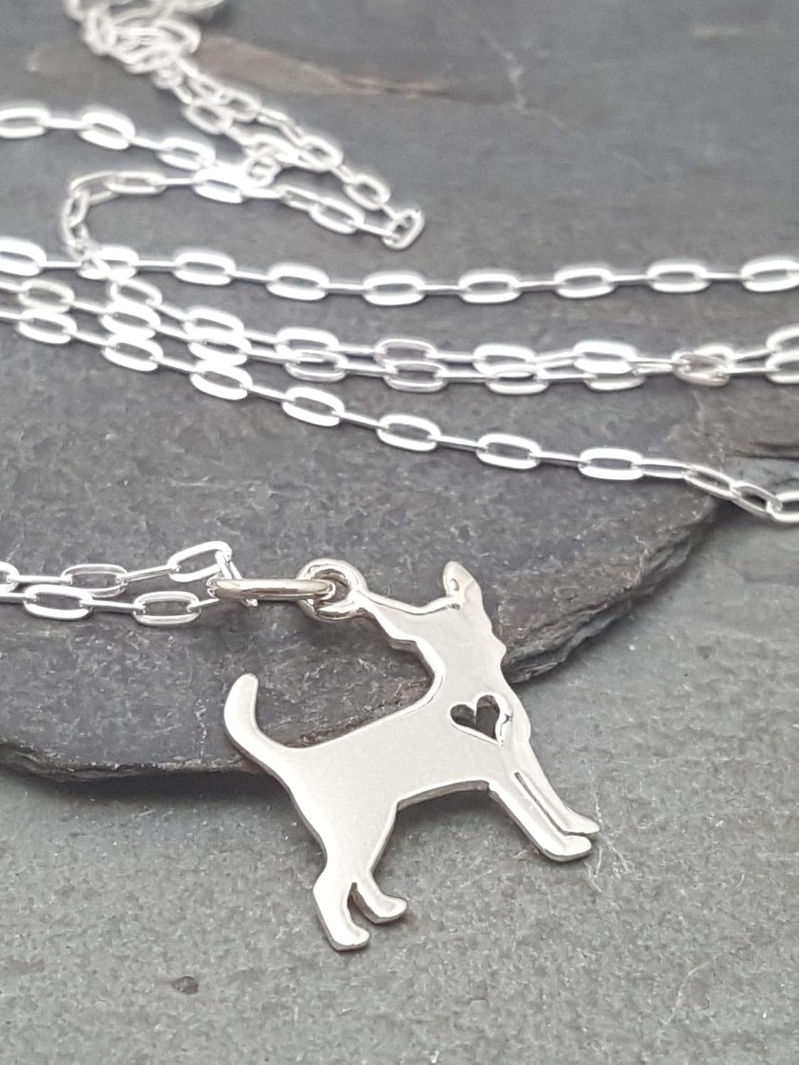 EnCharmed Sterling Silver Love My Chihuahua with Heart Charm Necklace, Pet Rescue Puppy Pendant Jewelry, 18" - Image 3