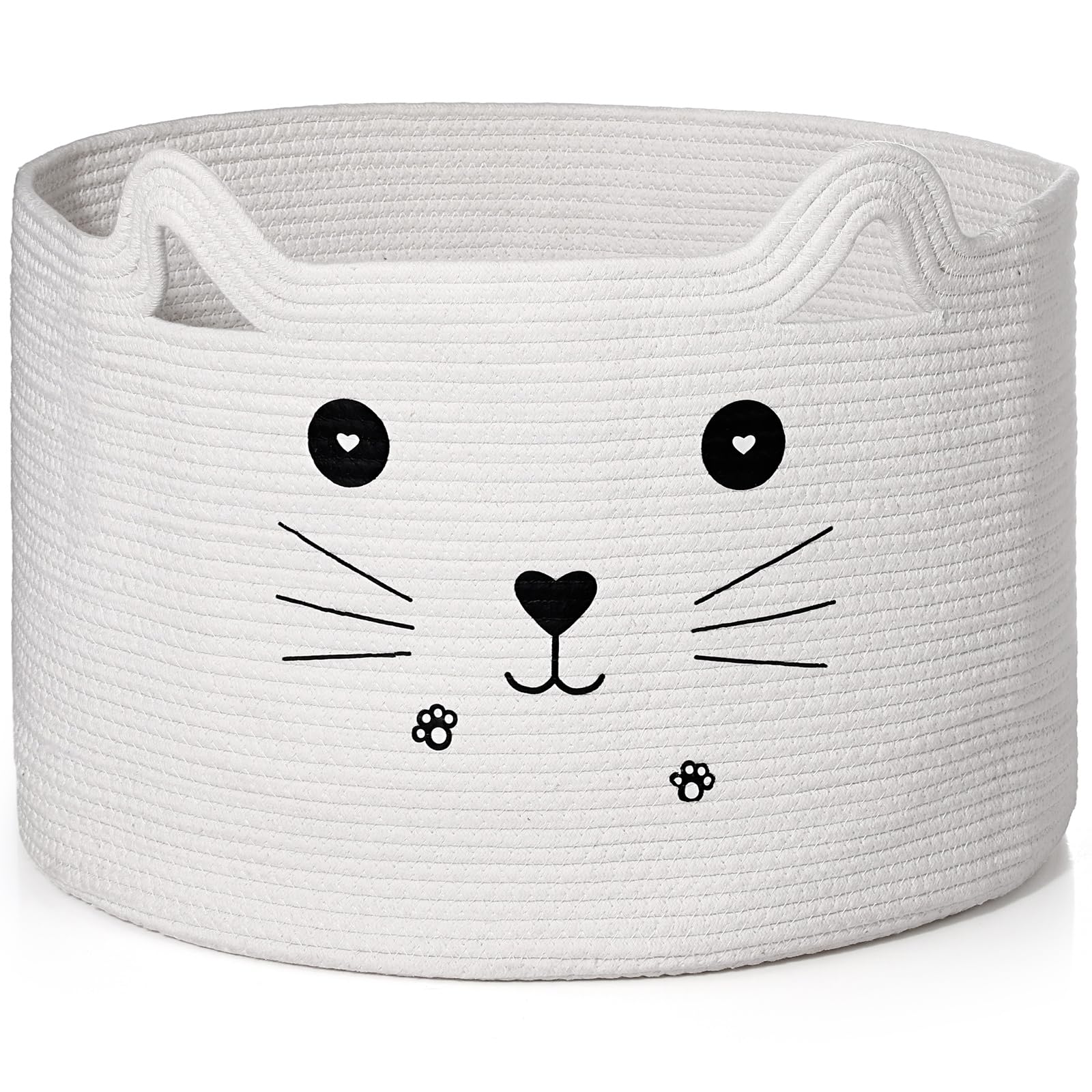 Cesta de almacenaje de cuerda tejida blanca contenedor de juguetes infantil grande