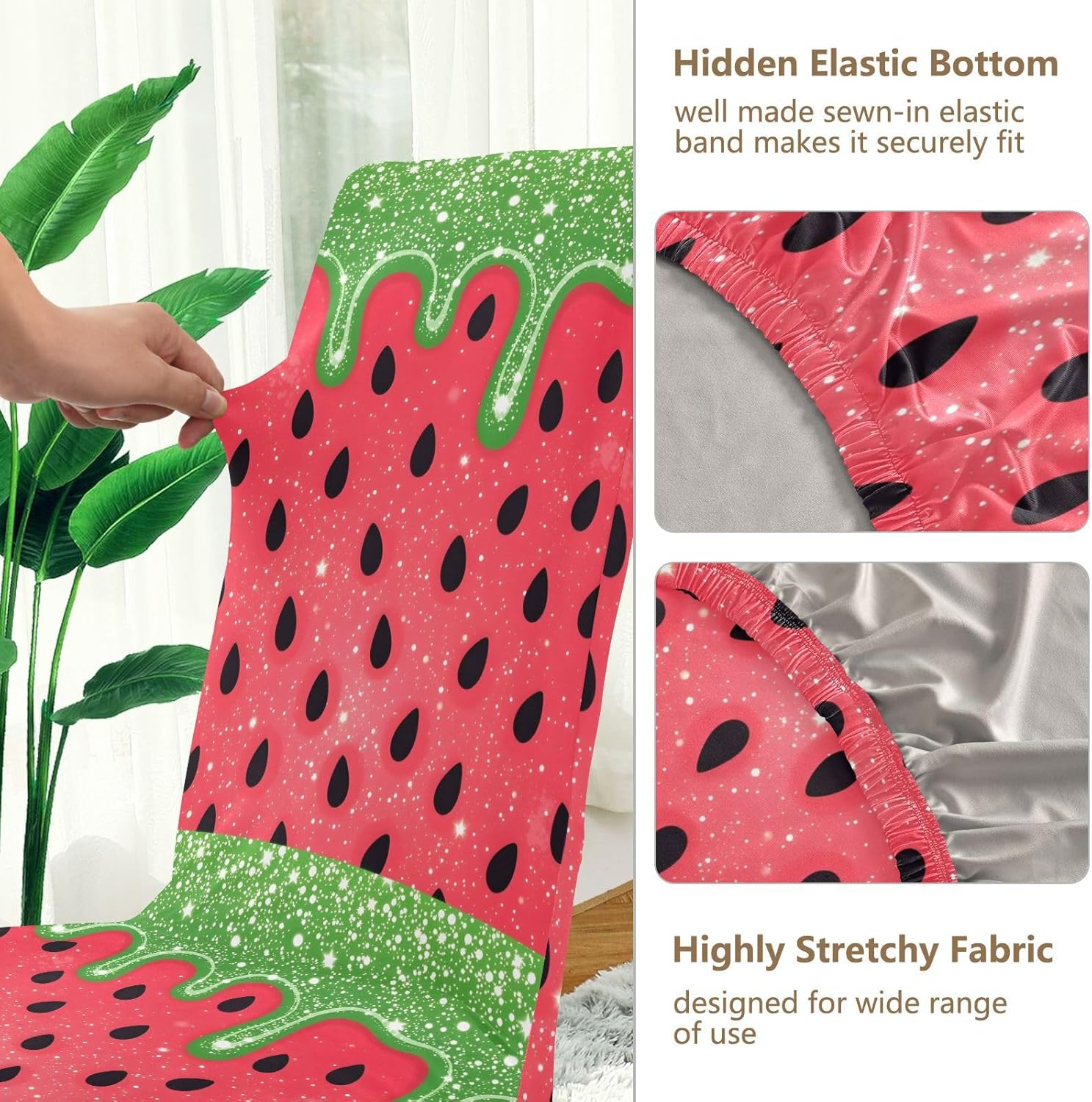 ALAZA Chair Covers for Dining Room, Watermelon Seeds Stretch Chair Cover Sets Chair Protector Removable Washable for Ktichen Restaurant Hotel