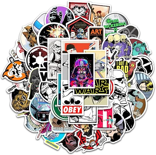 Calcomanías de Star Movie Wars para botellas de agua laptop computadora guitarra patineta Eikecy paquete de 50 calcomanías de vinilo impermeables