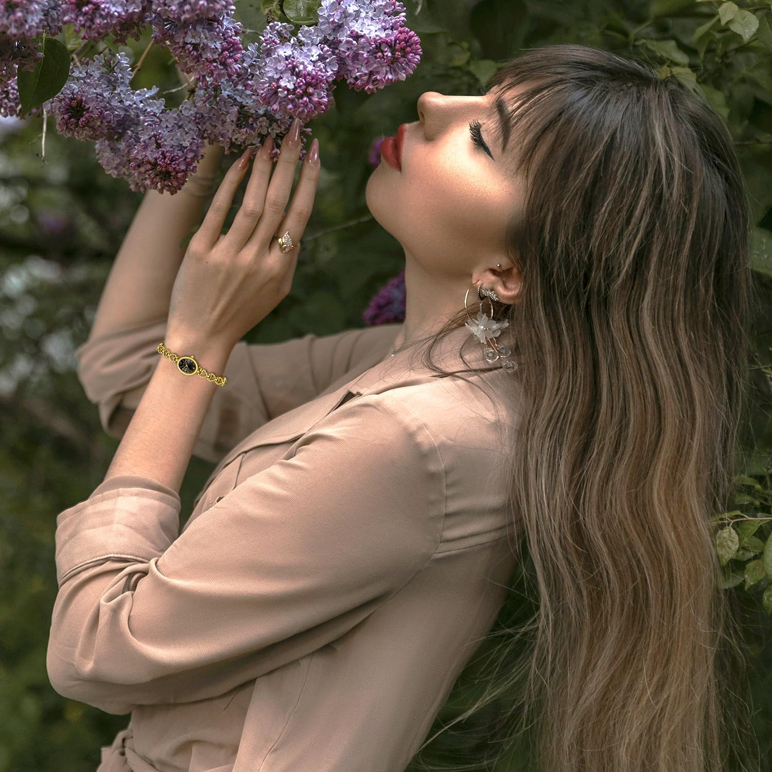 Diaofendi Petite Gold Watches for Women Vintage Bracelet Wrist Watch Luxury Ladies Oval,Fashion Dress Quartz Watch with Tools Include,Waterproof - Image 6