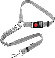 Vista 6 de YAOHDAO - Arnés de cinturón de seguridad para perro, sujeción ajustable con reposacabezas elástico para vehículo, cinturón de seguridad giratorio