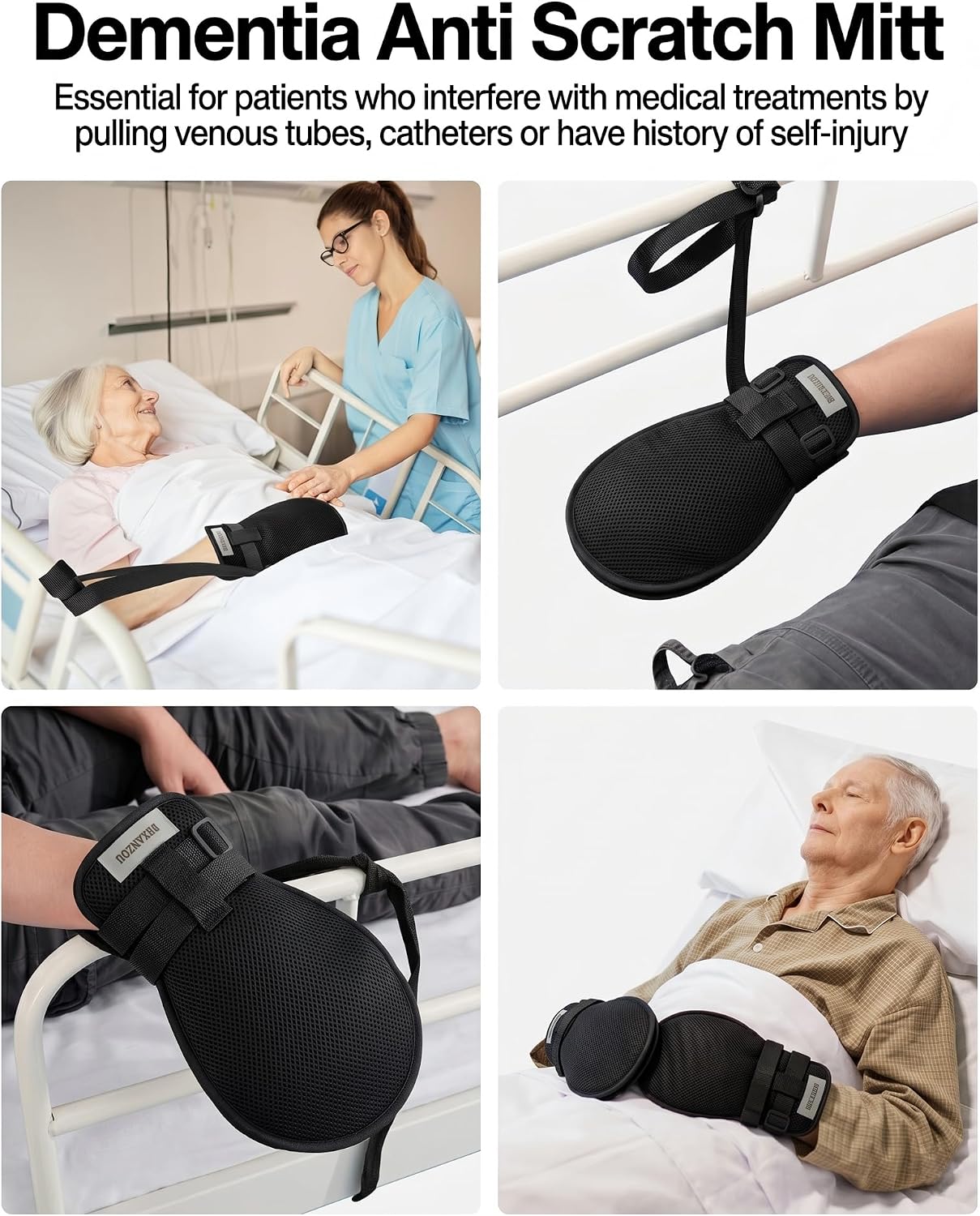 Anti-Scratch Extubation Elderly Restraint Gloves,Rementia Hand Restraint Mitts,Control Mitts Safety Glove
