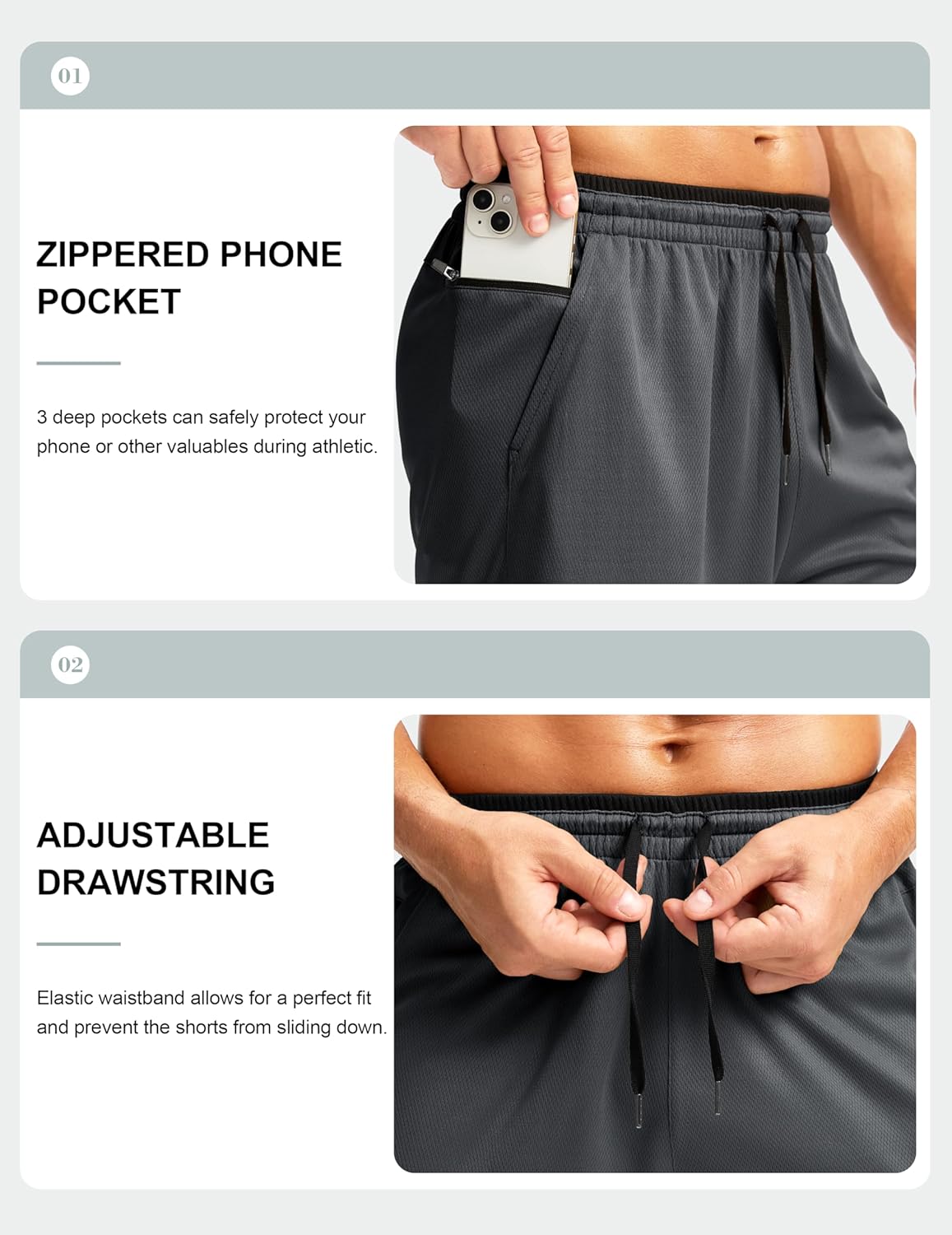 G Gradual Men's Long Basketball Shorts with Zipper Pocket 11'' Quick Dry Gym Shorts Lightweight Mesh Athletic Shorts for Men - Image 5