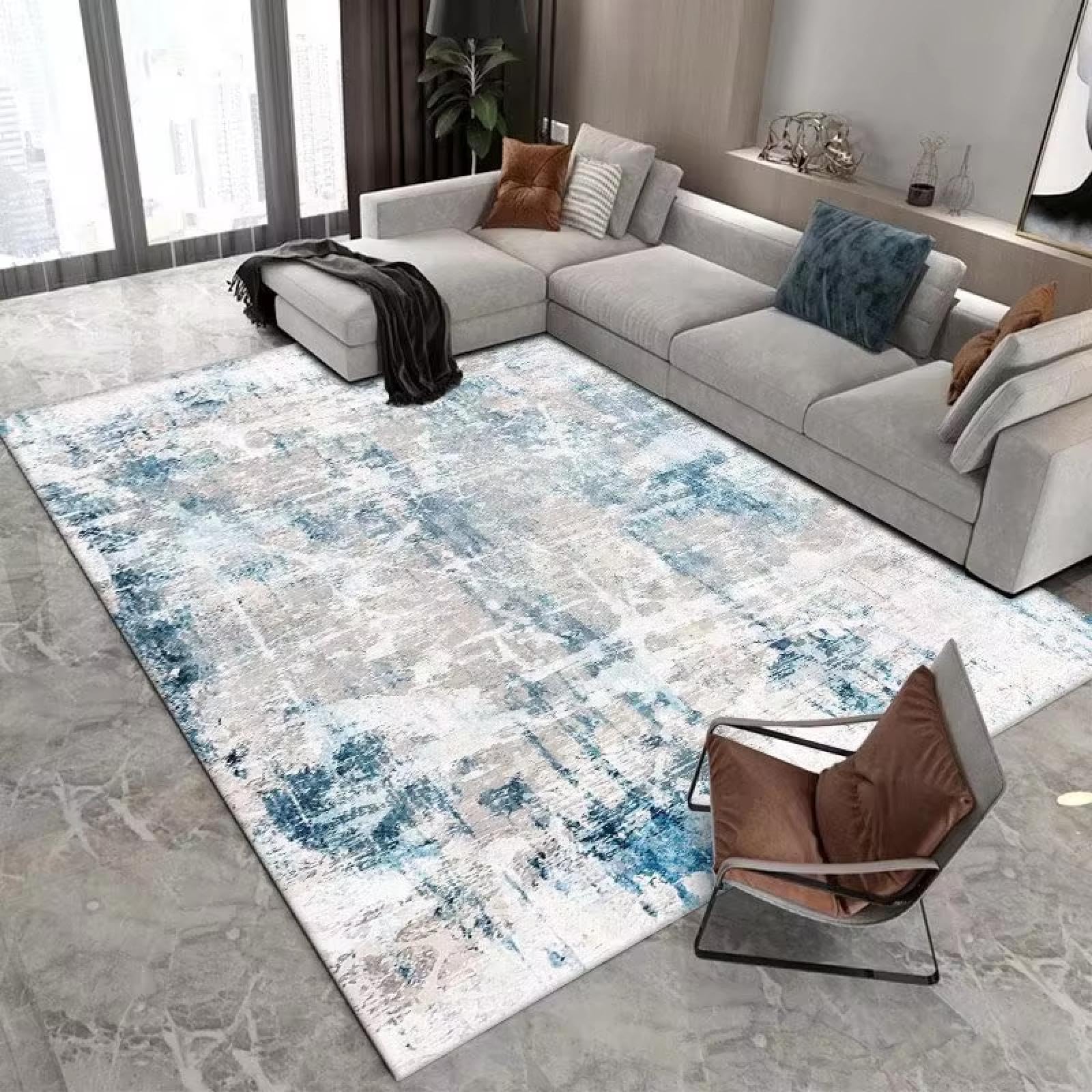Tapis imprimé géométrique pour salon moderne et bureau cosy