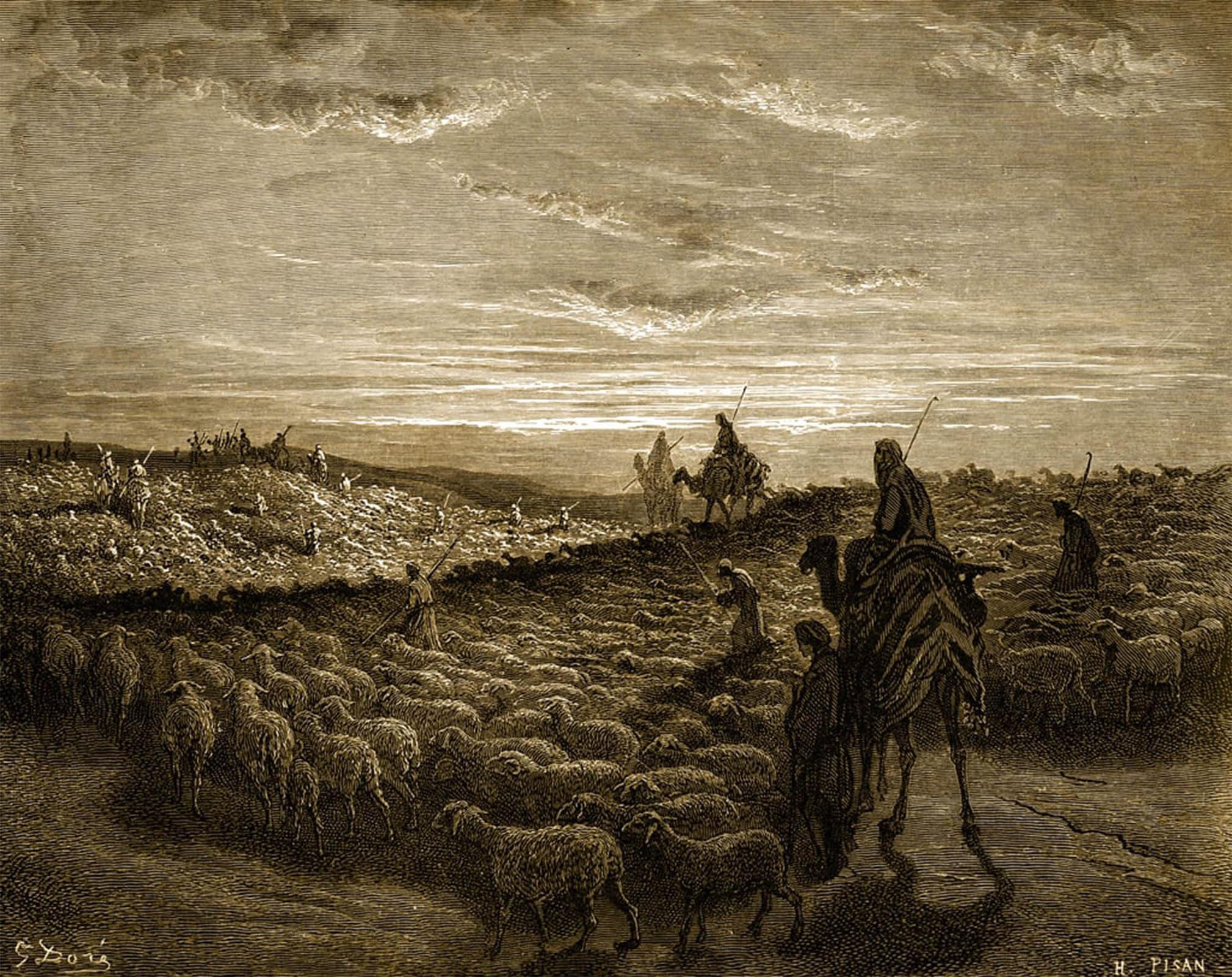 SERENDIPITP Vintage Wall Art Canvas Nordic Poster Canvas Print Picture Abram on His Journey Into Canaan Bible by Gustave Dore Wall Art Poster for Home Decor 60x90cm