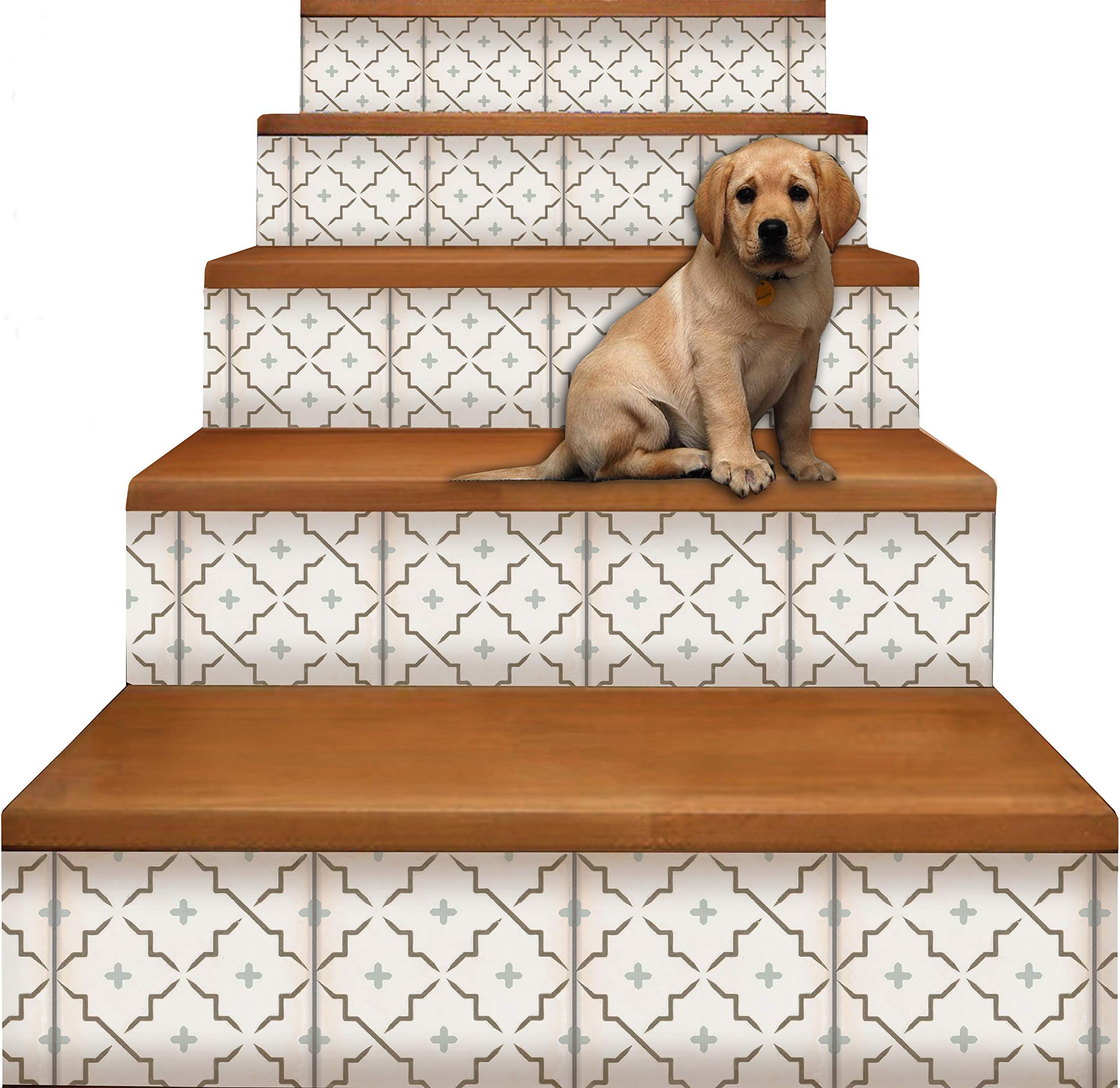 Cannes Stair Riser Strip Peel and Stick Vinyl Decal Self-Adhesive Easy to Trim & Clean Repositionable Removable Water-Resistant DIY Murals for Stair Stickers Home Decor- Pack of 5 (8" x 49")