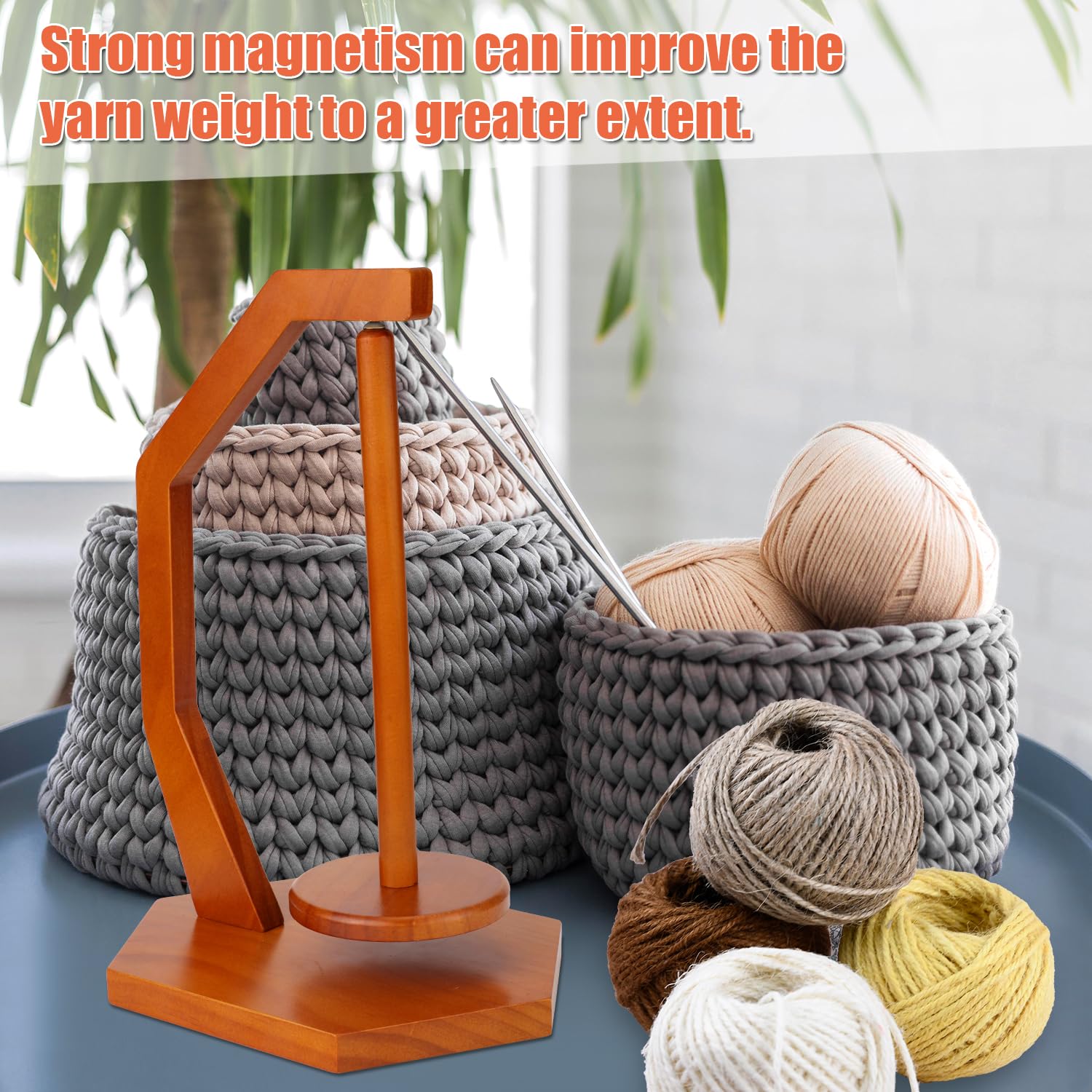 Support Horizontal Pour Pelotes De Fil En Bois - Porte-fil Rotatif Tricot/crochet | 2 Tailles (25cm/42cm)