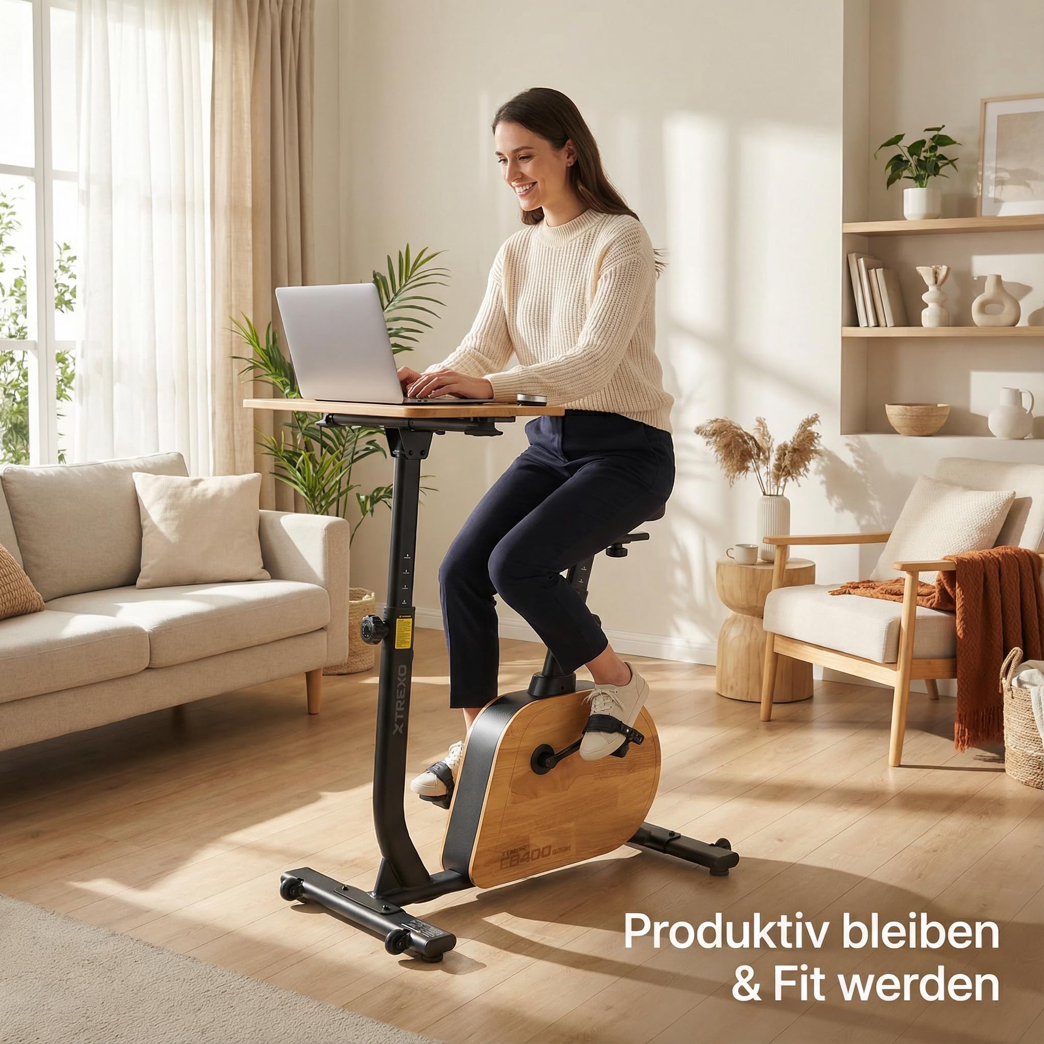 XTREXO Rower Elektryczny EB400-desk Z Biurkiem Czarny