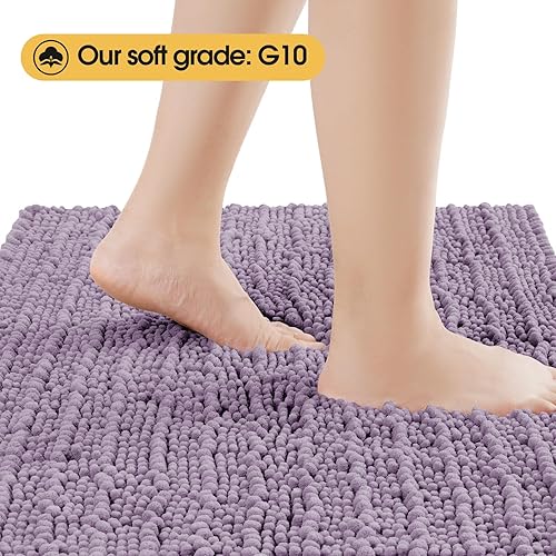 Miniatura 3 de ACCUMTEK Juego de 3 alfombras de baño extragrandes de lavanda ultra suaves, gruesas y absorbentes, tapete de baño de felpilla antideslizante para