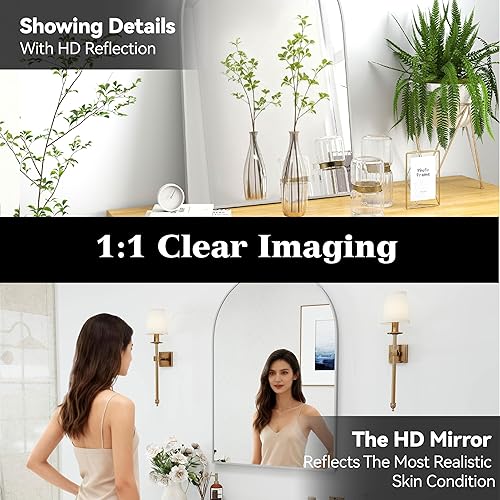 Miniatura 4 de Espejo de pared arqueado cuadrado de 24 x 36 pulgadas, espejo de longitud completa montado en la pared para colgar o apoyar contra la pared, marco