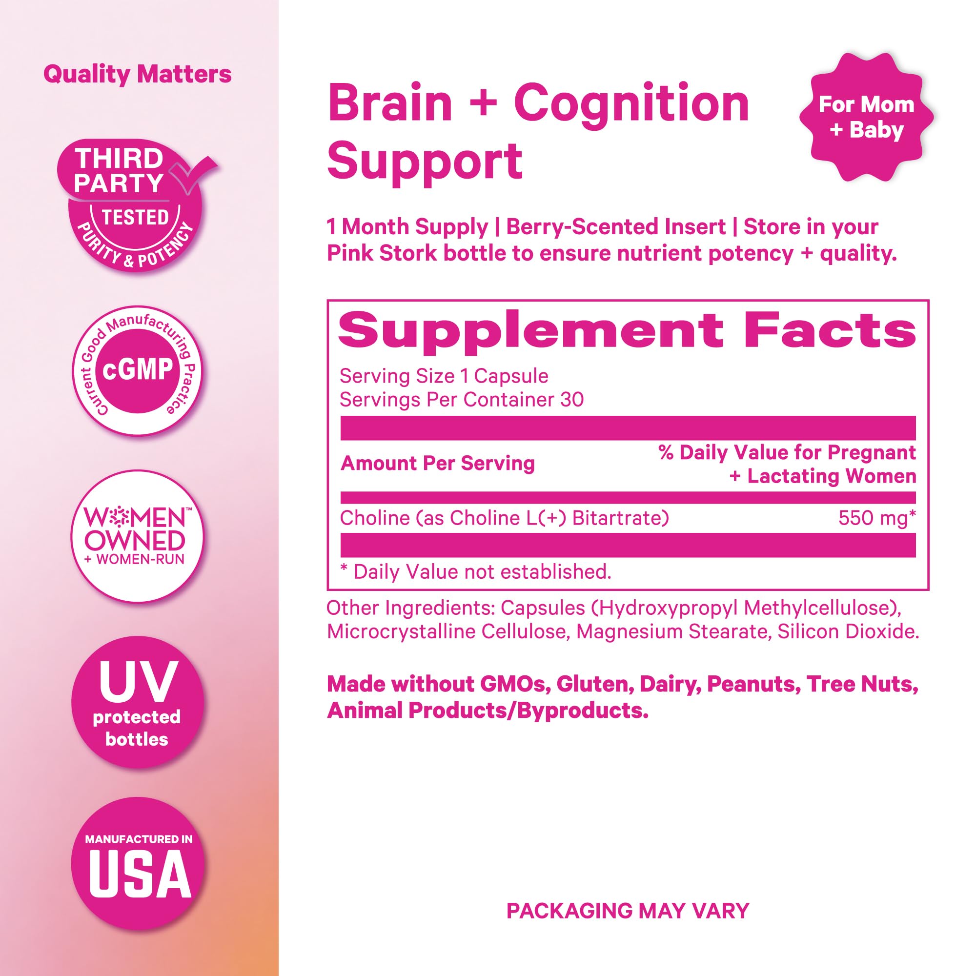 Pink Stork Prenatal Choline Supplement for Women | Cognitive Health | 30 ct — Amazon image 5