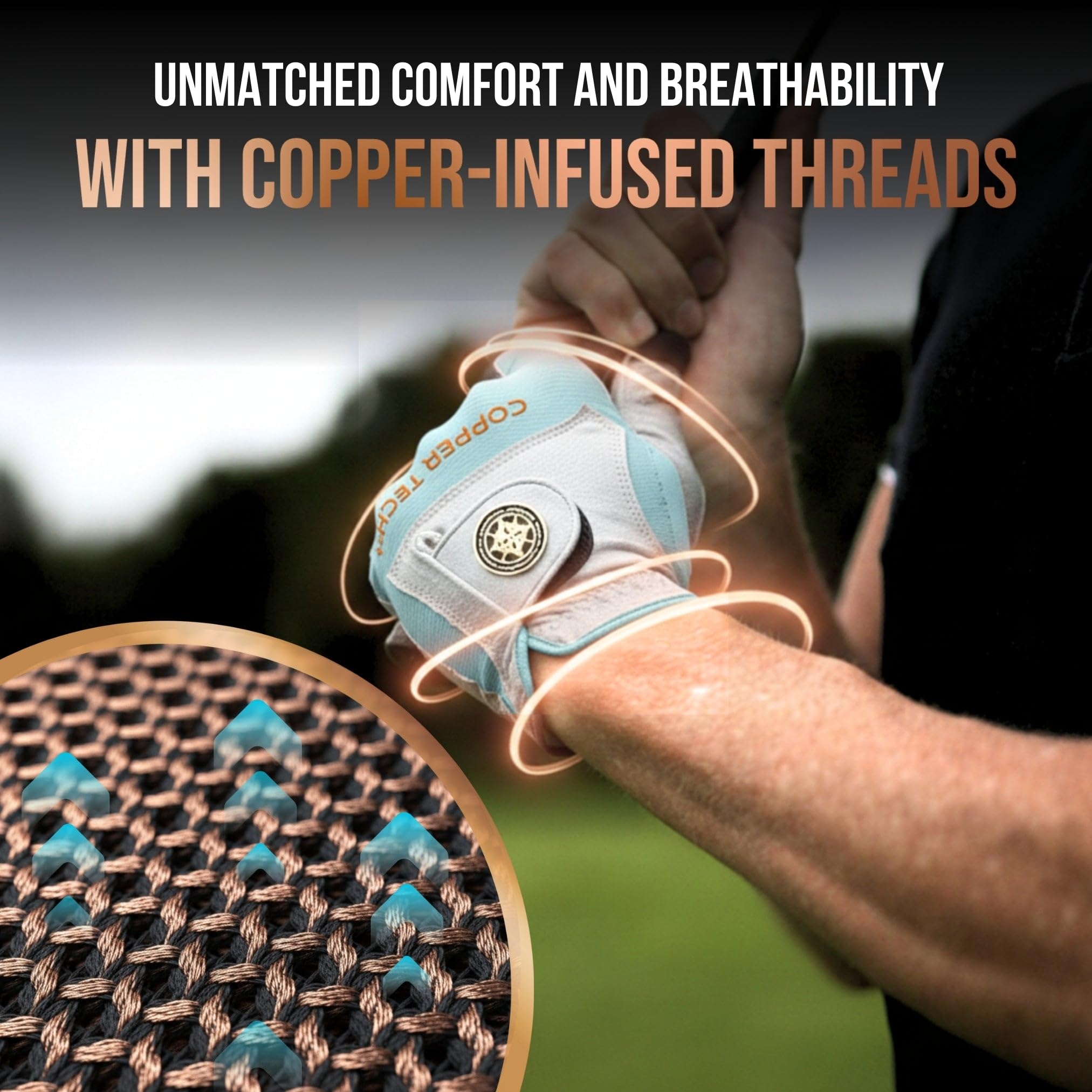 Copper Tech - Guantes de Golf para Hombre, Talla única, diestros y Zurdos