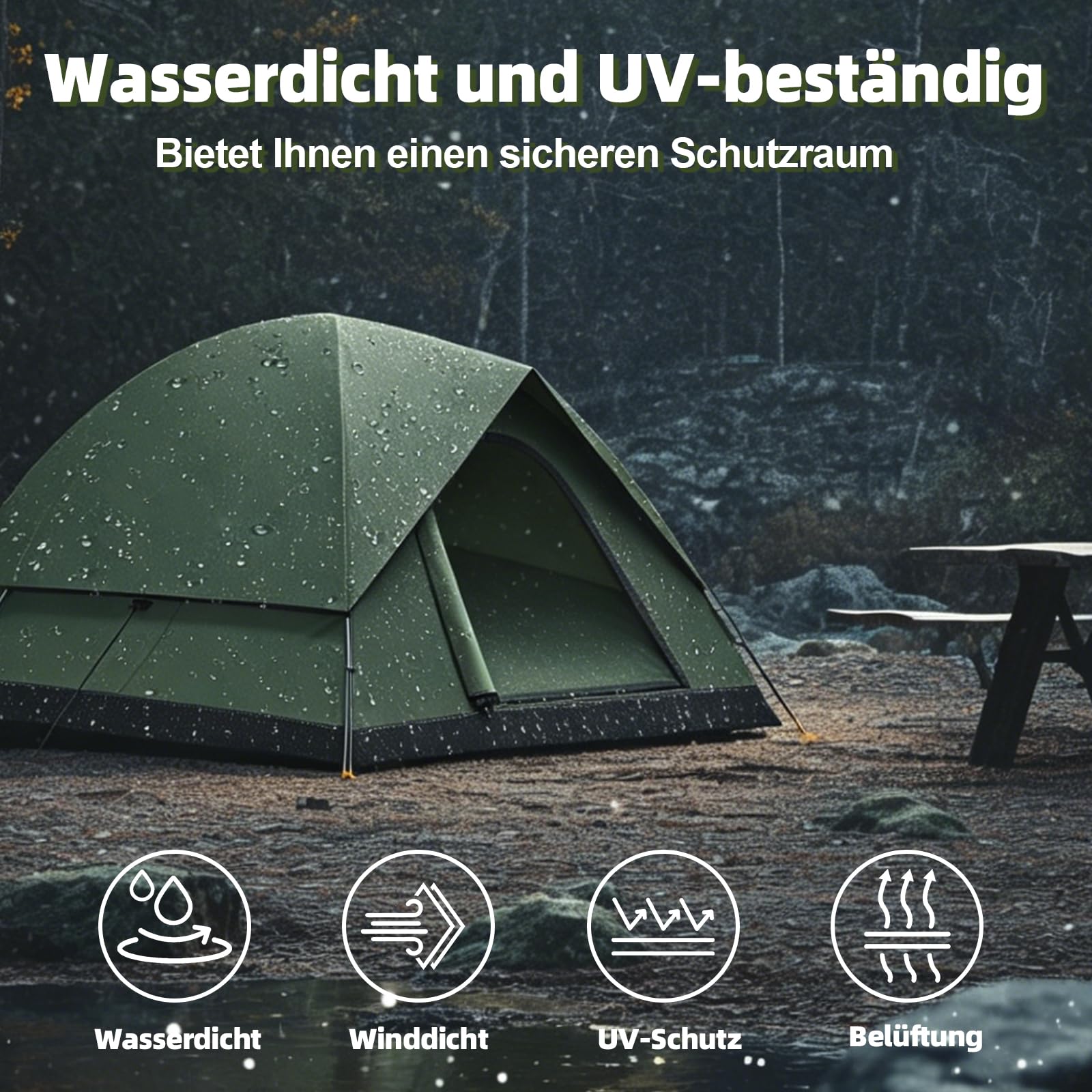 Zelt 3-4 Personen Camping Zelte Ultraleichte Kuppelzelt 2-5 Jahreszeiten Wetterfest Zelt Winddicht Wasserdicht mit Abnehmbare Außenzelt Klein Leicht Perfekt für Wandern Backpacking Camping Familien