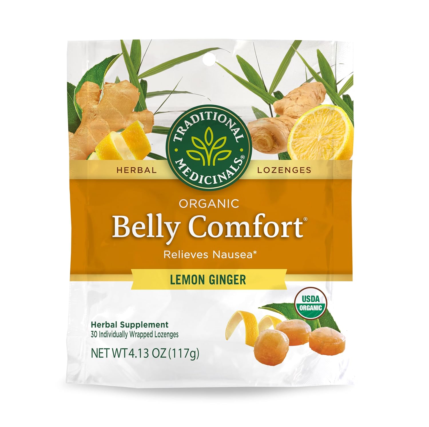 Traditional Medicinals Organic, Morning Ease Lozenges, Lemon Ginger Supports Pregnancy Nausea Relief & Morning Sickness Associated with Normal Pregnancy 30 Individually Wrapped Lozenges, (Pack of 2)