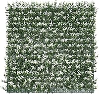 Vista 9 de E&K Panel de valla de plantas artificiales de 20 x 20 pulgadas, hojas sintéticas, césped, panel decorativo para interiores y exteriores