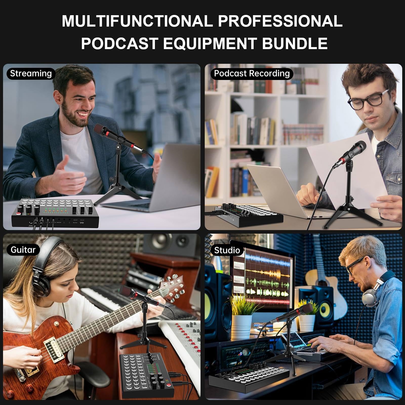 Attrezzatura per trasmissione dal vivo, mixer DJ con interfaccia audio all-in-one, mixer con connettore per microfono da 3,5 mm per audio trasmesso, (Rosso)