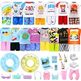 36 PCS Boy Doll Travel Outfits for 4-6 Inch Doll Include 20 PCS Top and Pants for 5.3 Inch Clothes and Accessories with 14 Dollhouse Furniture and 2 Pairs of Boy Doll Shoes