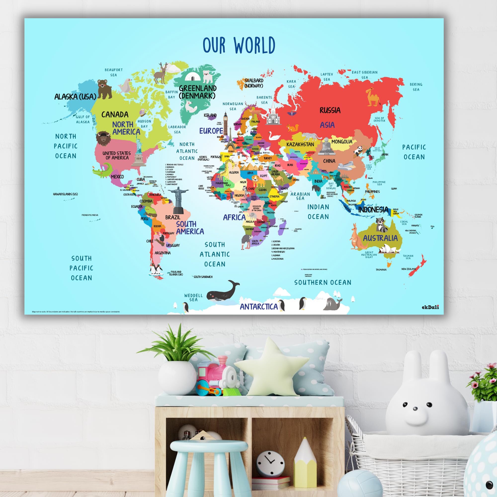 EkDali Paper World Map Poster, Multicolour, Maps, 16.5 x 23.4 inch