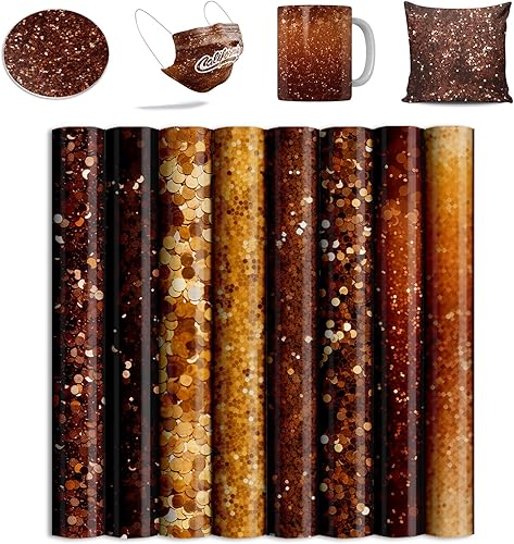 Miniatura 51 de Hojas de transferencia de sublimación para vasos, camisetas en blanco, papel de transferencia de sublimación con purpurina azul para máquina