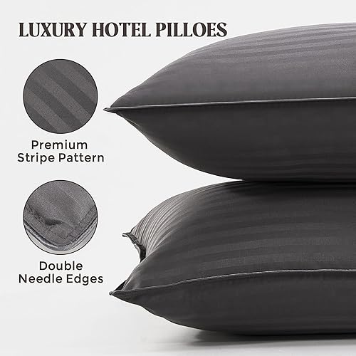 Vista 12 de Bafode Almohada de cama, almohadas de la colección de hotel para dormir, juego de 2 almohadas de tamaño estándar, almohada alternativa de plumón