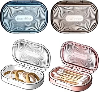 4 Pcs Portable Travel Cotton Swab Holder Flosser Dispenser Hair Tie Organizer with Lid Plastic Box Cotton Swab Travel Case Beads Storage Containers for Small Items, Crafts, 3.94 x 2.76 Inch