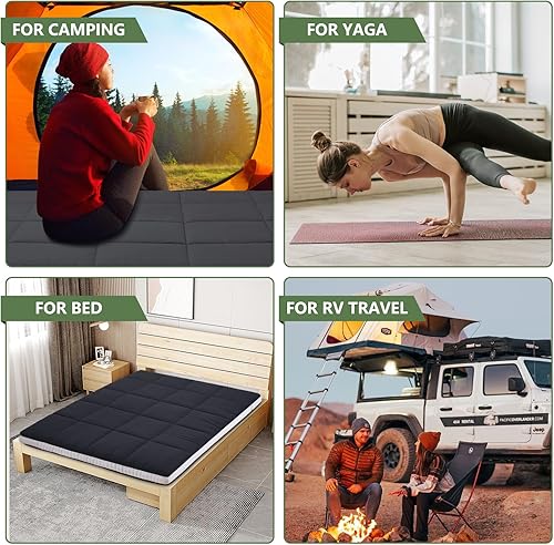 Miniatura 7 de Colchón japonés de suelo futón, cubrecolchón plegable grueso de tatami, colchón enrollable, tapete plegable para dormir, tumbona transpirable,