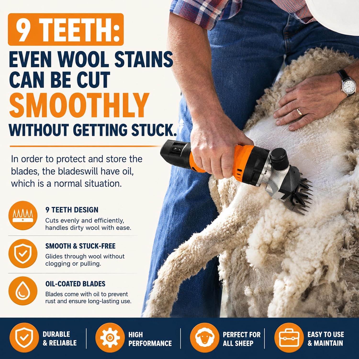 9 Teeth Pet Sheep Replacement Blades Replacement for Oster, Lister, Heiniger Sheep Clippers, Detachable Animal Trimmer Shearing for Grooming Goats, Lambs, Llamas, Alpacas image 4