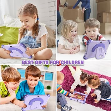 Ascrecem Kids Tablet Android 7 inch Childrens Tablet for Kids with WiFi Dual Camera Parental Control 32GB ROM 128GB Expand Toddler Tablets with Kid Software Educational Games Ages 3 to 7 Years(Purple)