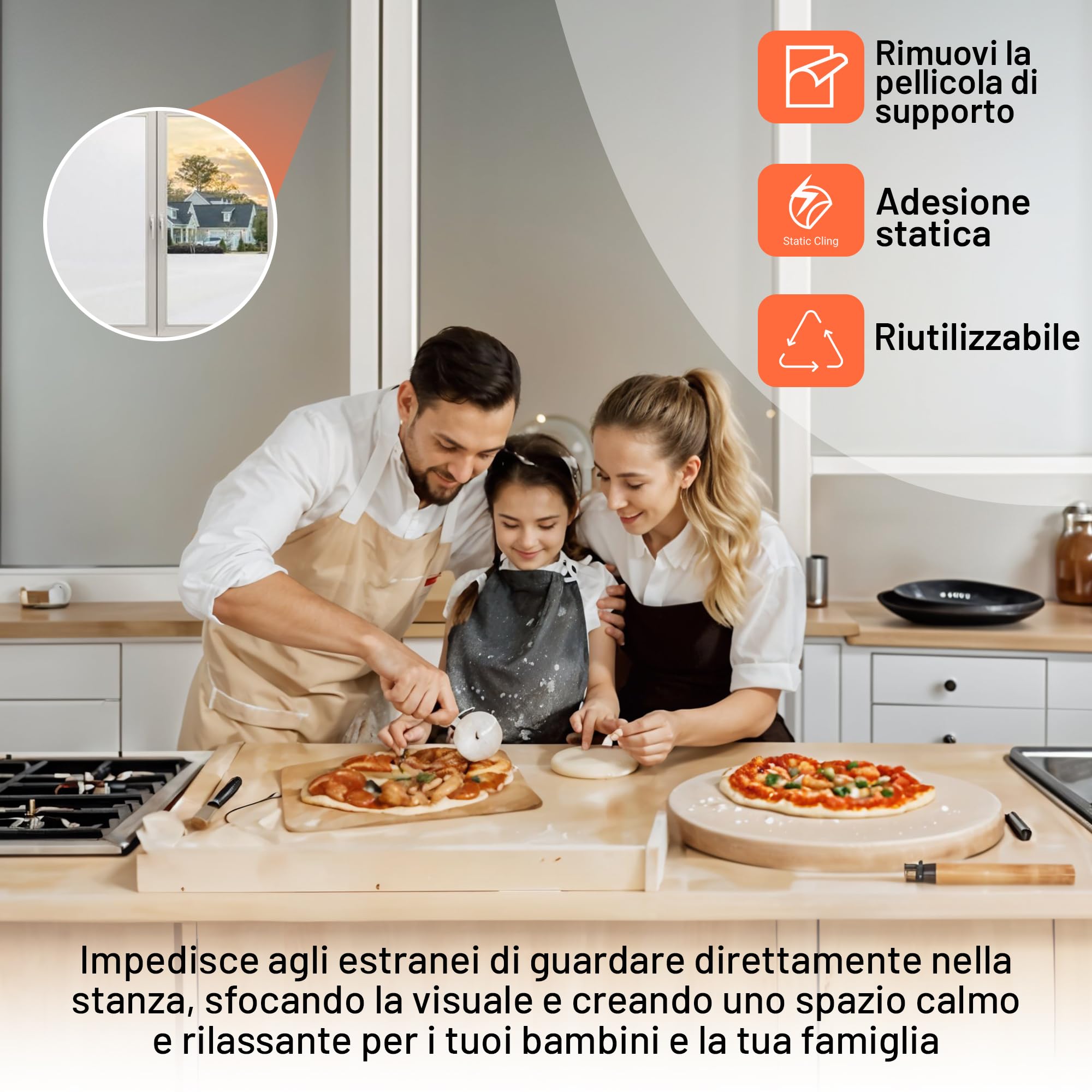Perfect Cover Pellicola Anti Sole per Finestre, Pellicola Opaca Finestra, Window Film Privacy con Spatola, Pellicola Adesiva per Finestre Anti UV per Bagno, Cucina, Ufficio, Casa (120x300)
