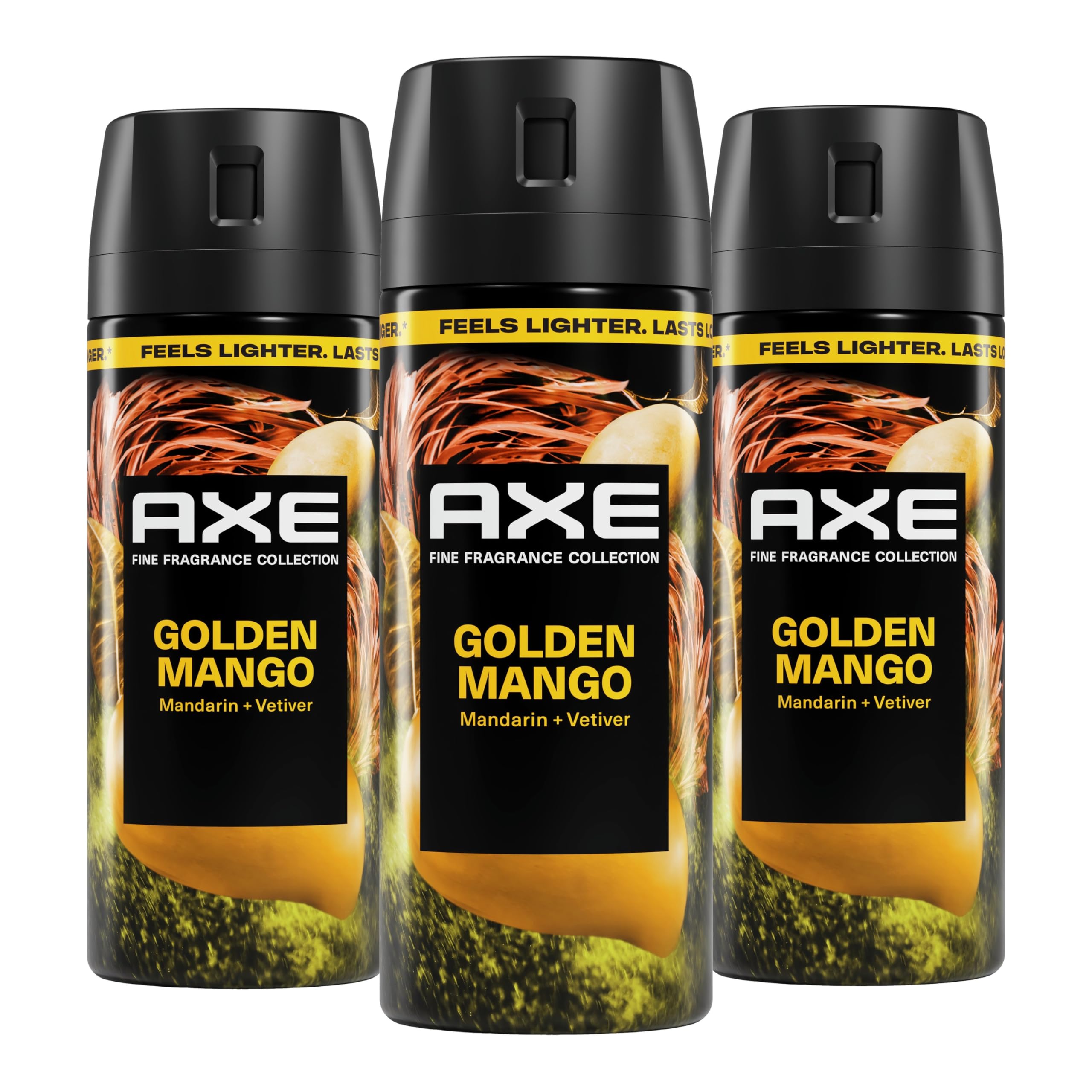 AXE Fine Fragrance Collection Golden Mango Deodorant Body Spray, 3 Count