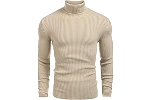 Men's Ribbed Slim Fit Knitted Mens Turtle Neck