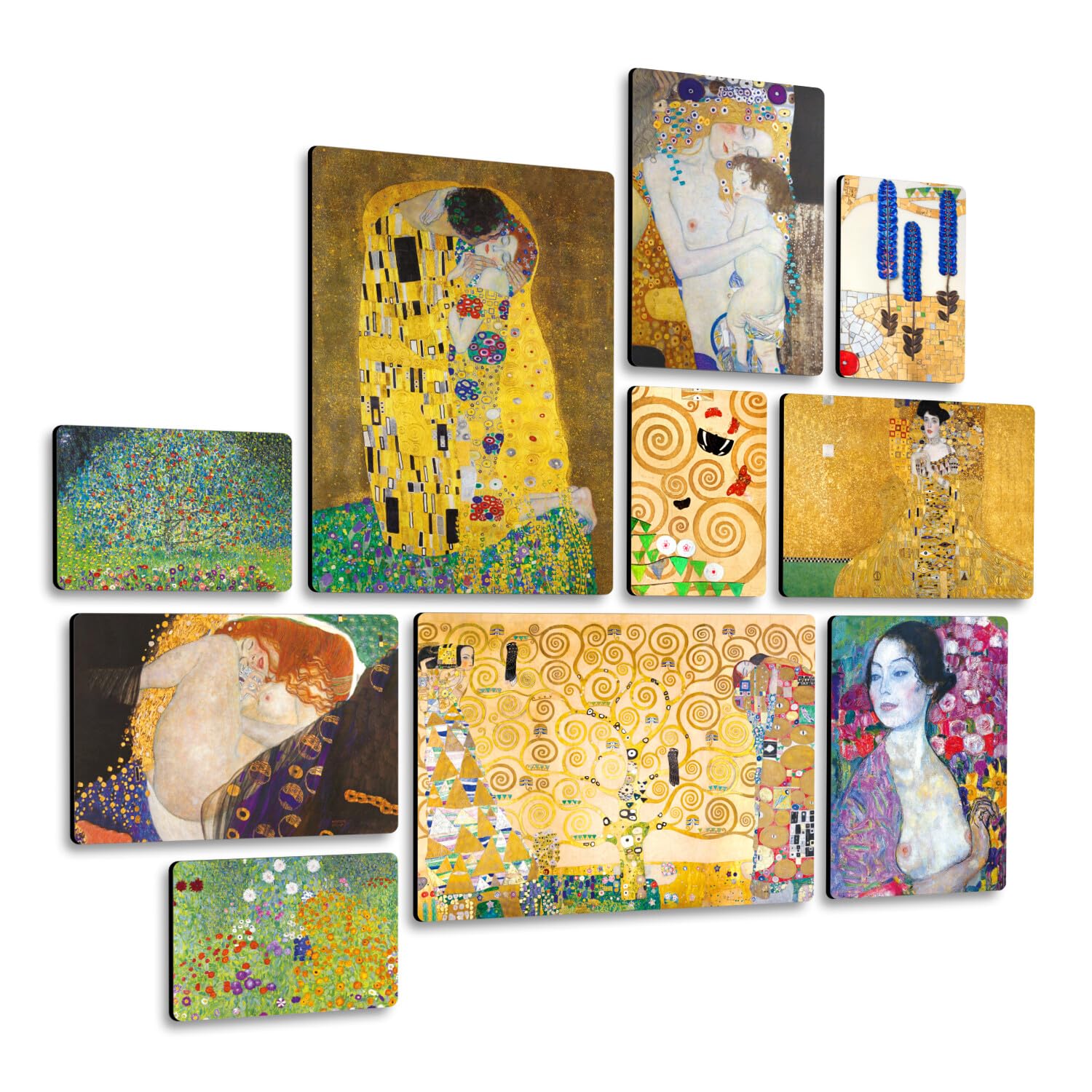 Giallobus Satz von 10 mehrteiligen Gemälden Gustav Klimt MDF-Holz 42x29,7cm 29,7x21cm 21x14,85cm