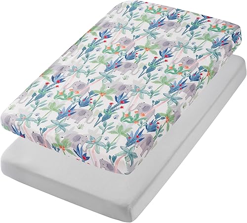 Miniatura 41 de TILLYOU Paquete de 2 sábanas bajeras para cuna, sábana bajera de microfibra de punto jersey suave para bebé, sábana portátil de mini paquete y Gris