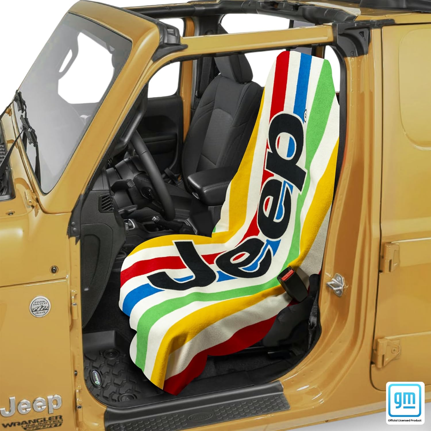 Seat Armour - CABANA MULTIPLE STRIPE Seat Protector Towel Cover With Jeep Logo T2GOMULTI