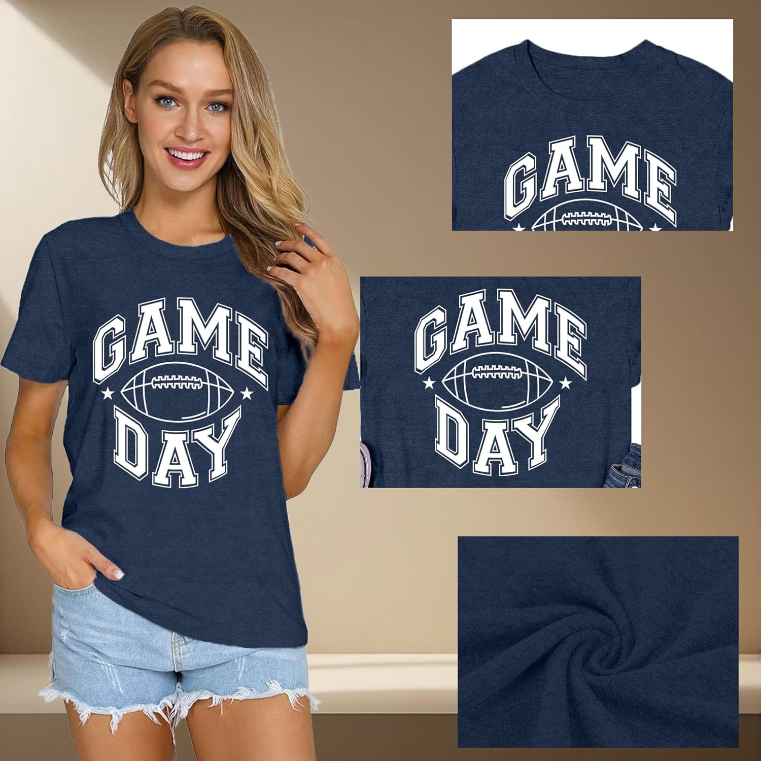 Womens Rugby Shirts Game Day Tshirt Cute Football Tee Tops - Image 6