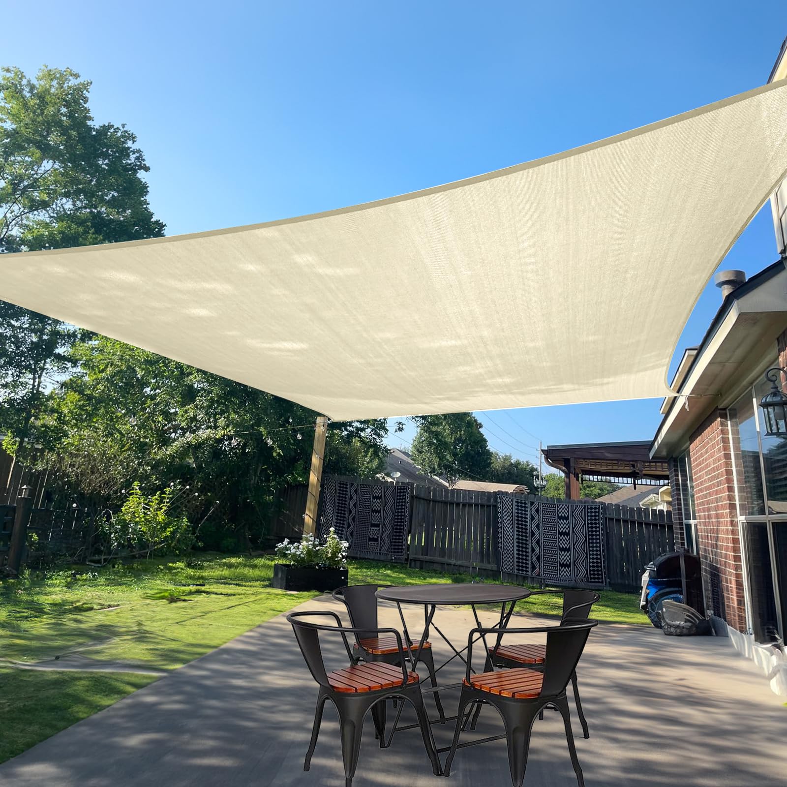 Photo 1 of SUNLAX Sun Shade Sail 16' x 20' Butter Cream Rectangle Canopy Sail Shade Cover UV Block Permeable Sunshade Outdoor for Patio Backyard (We Make Custom Size)
