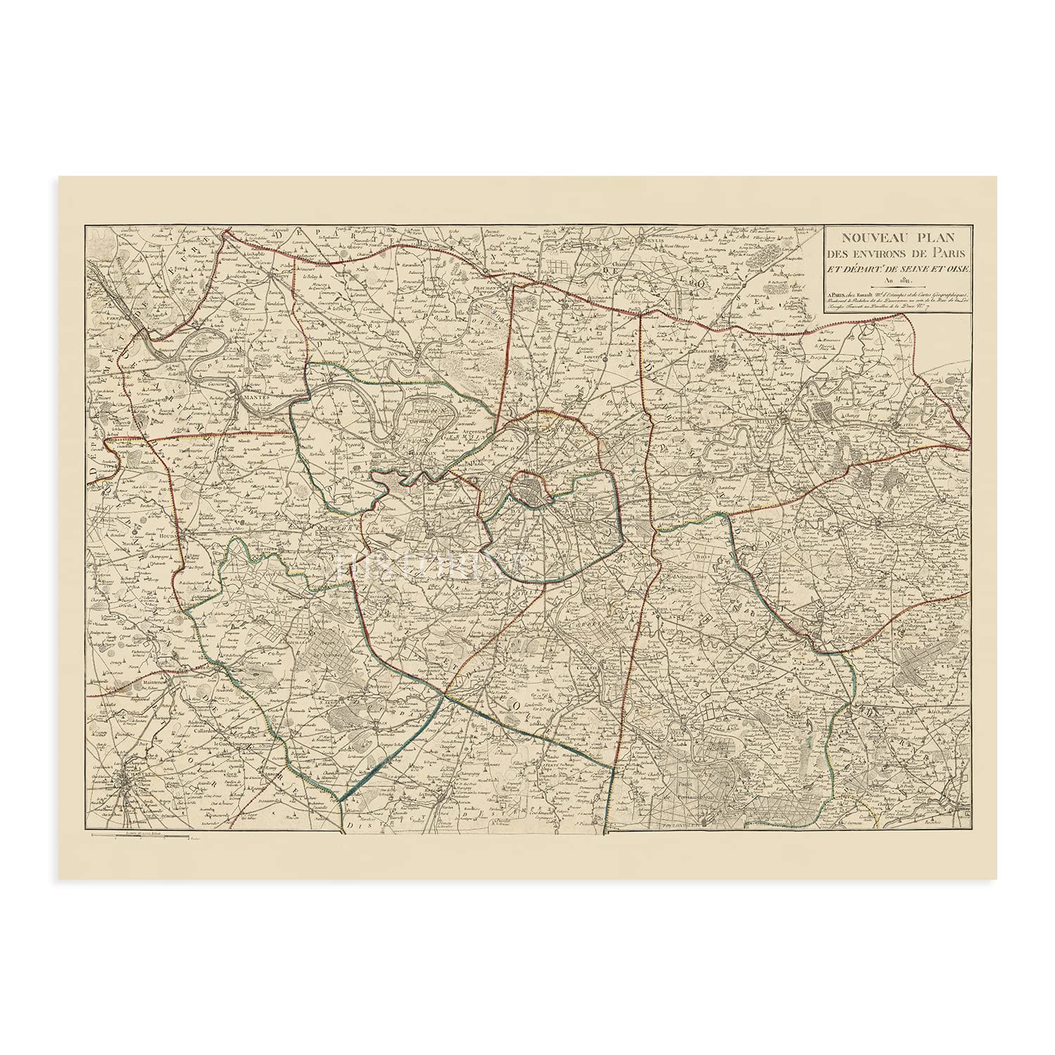 Amazon.co.jp: HISTORIX 1811 ヴィンテージ パリ市地図 - 18x24インチ