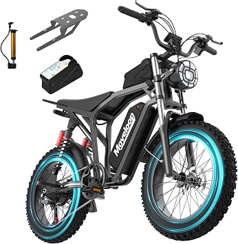 Electric Bike for Adults 1500W/3000W Peak 20" Fat Tire All-Terrain E-Bike 31/35 MPH Electric Dirt Bike 48V 15.6/20 AH Battery Tested to UL 2849 Powered