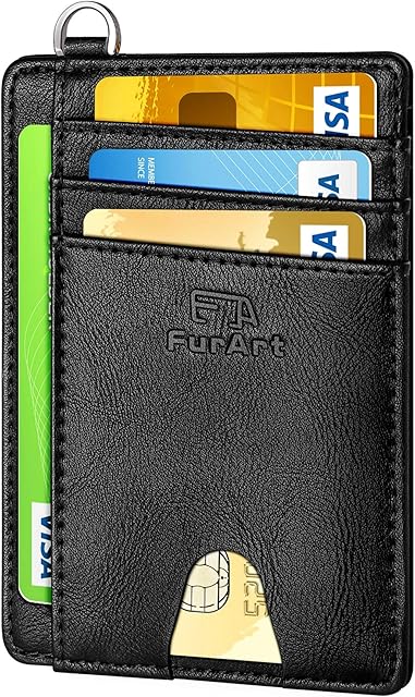 FurArt Smukłe etui na karty kredytowe, blokowanie RFID, 7 przegródek, minimalistyczne etui na karty kredytowe dla mężczyzn i kobiet