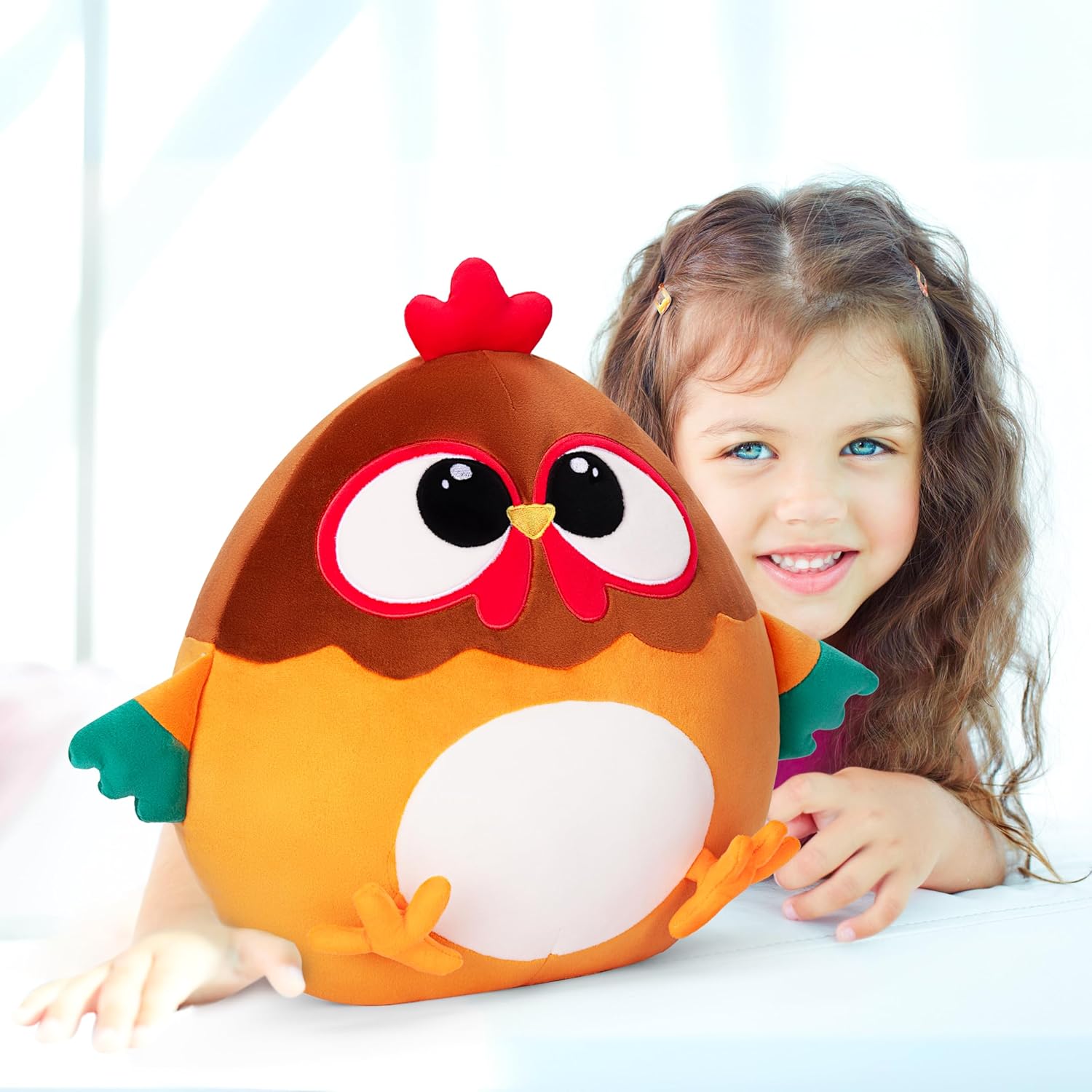 Original 14-inch Chicken Pillow Plush Stuffed Animal Toy Orange Big Size Adorable Soft Plushie,Gift for Kids Women Girls