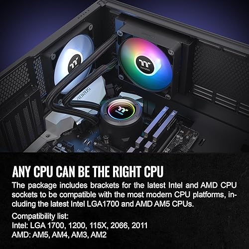 Miniatura 6 de Thermaltake TH120 ARGB Motherboard Sync Edition Intel LGA1700 ReadyAM5AMD Sistema de refrigeración líquida todo en uno de 4724in de alta eficiencia