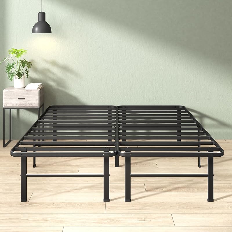 Estructura de cama de metal Zinus Rumi de 14 pulgadas, no necesita somier, negro, King | Base de colchón SmartBase® de montaje rápido, acero resistente y resistente, embalaje ecológico