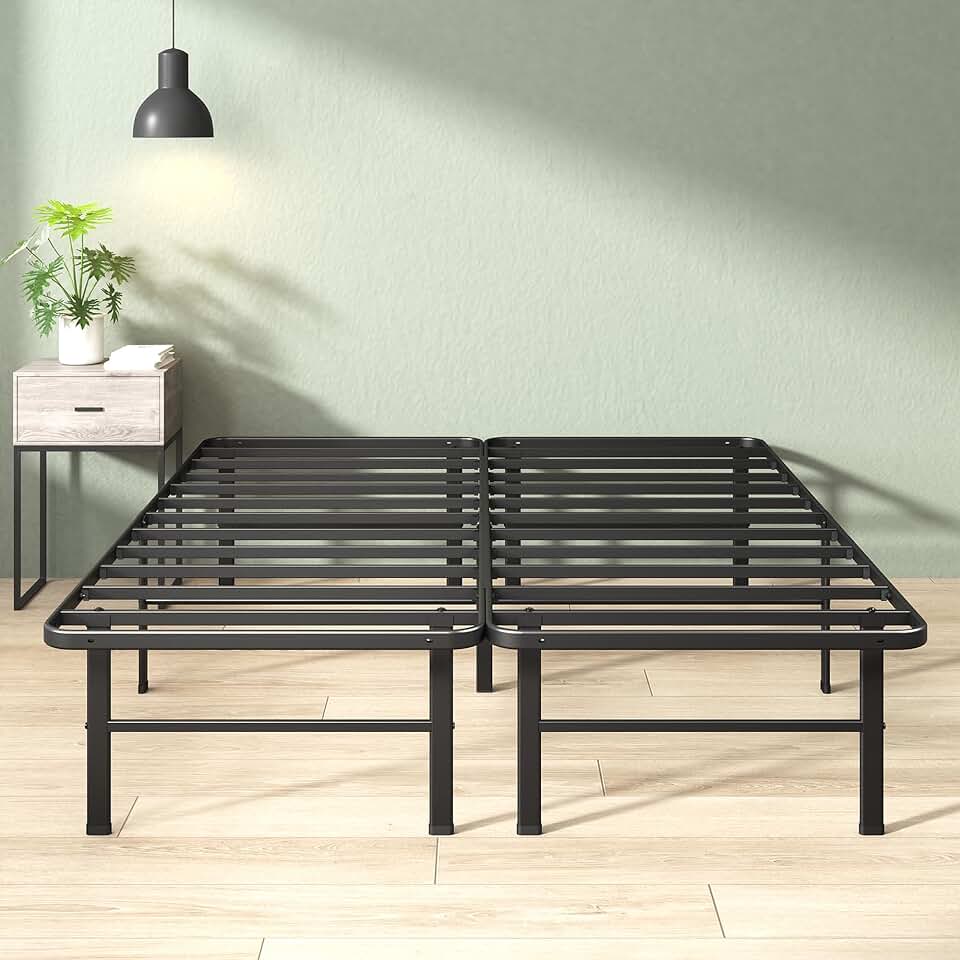 Zinus Rumi 14in King Metal Bed Frame, Quick Assembly SmartBase® Mattress Foundation, Heavy Duty Sturdy Steel with No Box Spring Needed, Eco-Friendly Packaging, Black