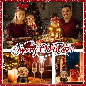 Snow Globes Lantern, Home Lighted Christmas Snow Globe,Christmas Lantern,Water Lanterns Glittering with Christma Music Singing Lanterns