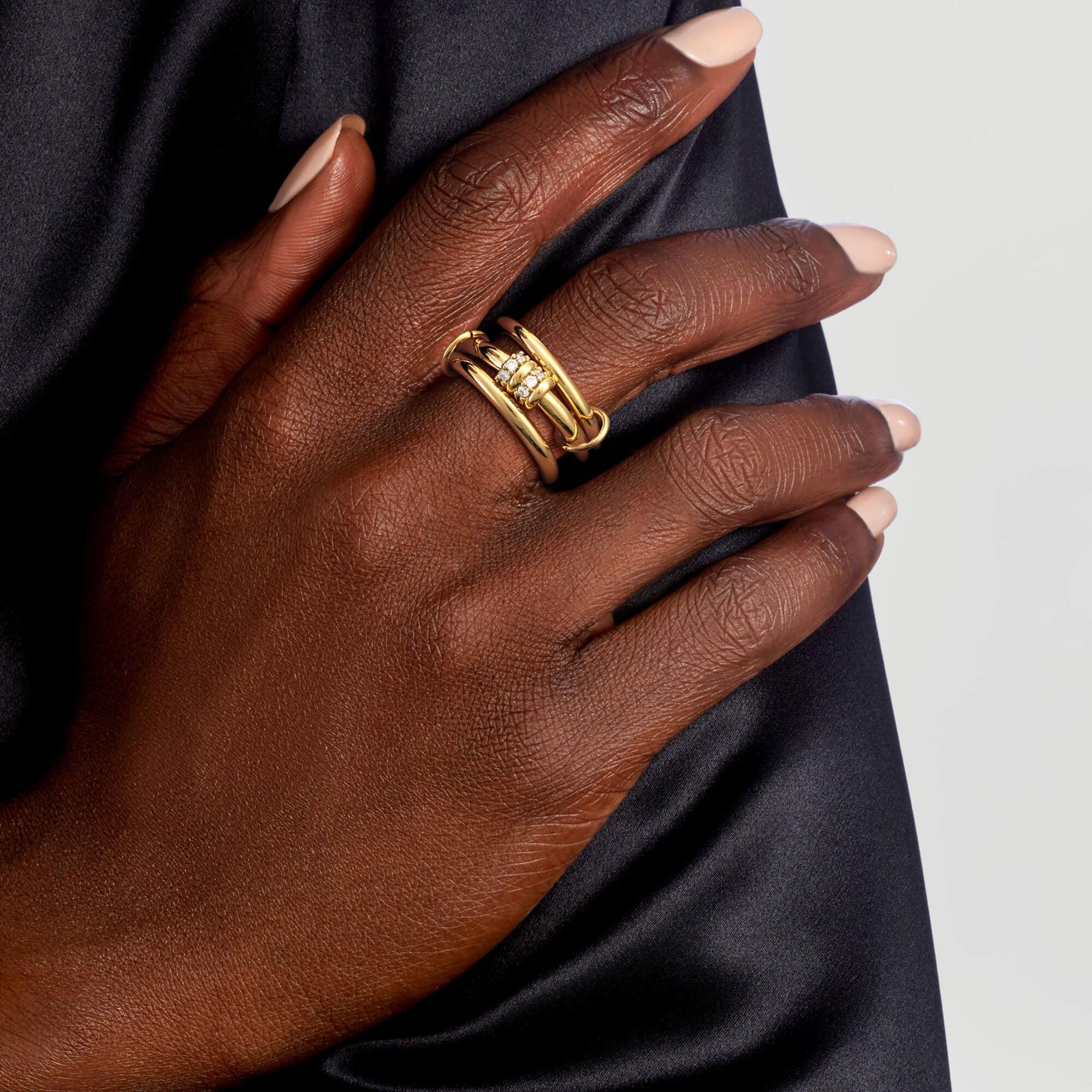 Stapelbare Goldringe für Damen, Statement-Ringe mit 18 Karat vergoldetem Zirkonia, Nicht anlaufendes Ringset, zierliche Goldringe für Damen, Trendige, modische klobige Stapelringe